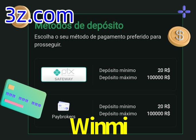 O cassino Winmi oferece uma grande variedade de métodos de pagamento